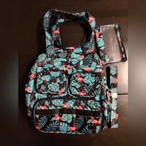 lug Puddle Jumper crossbody tote in Flamingo black